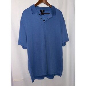 CK Calvin Klein Mens XL Blue Polo Shirt Short Sleeve Casual Modal Blend‎